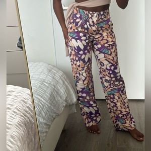 Multi colour print straight leg jeans